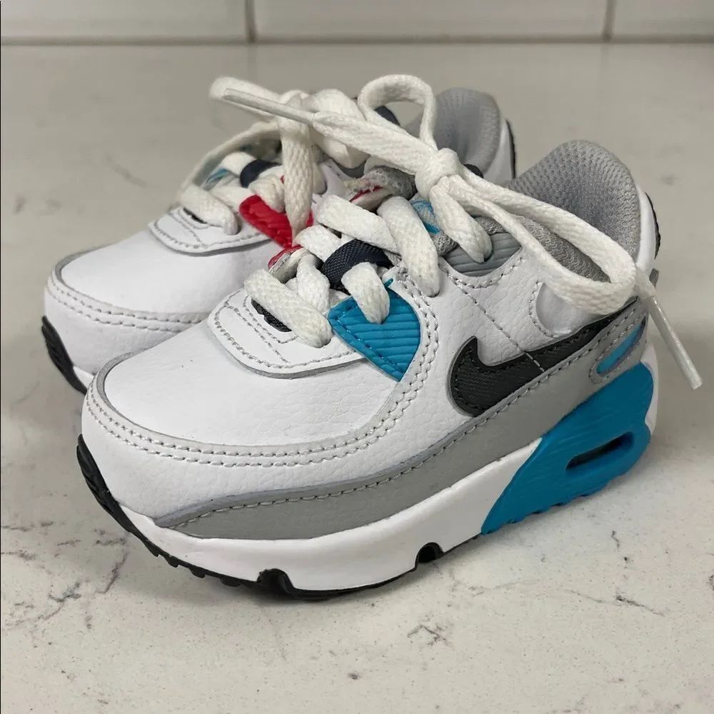 Nike Air Max 90 LTR CD6868-108 White Chlorine Blue (TD) Size 4C Worn 1-2 Times